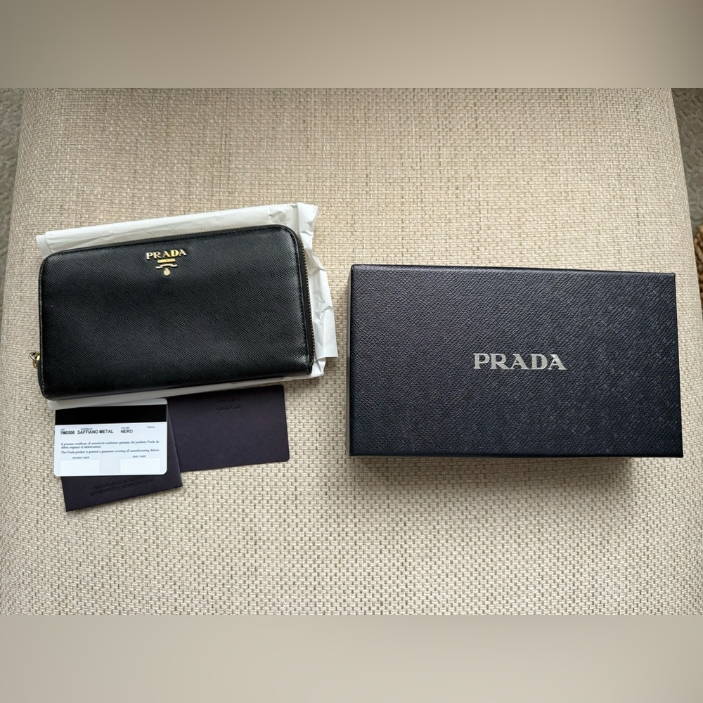 Prada Large Black Saffiano Leather Wallet